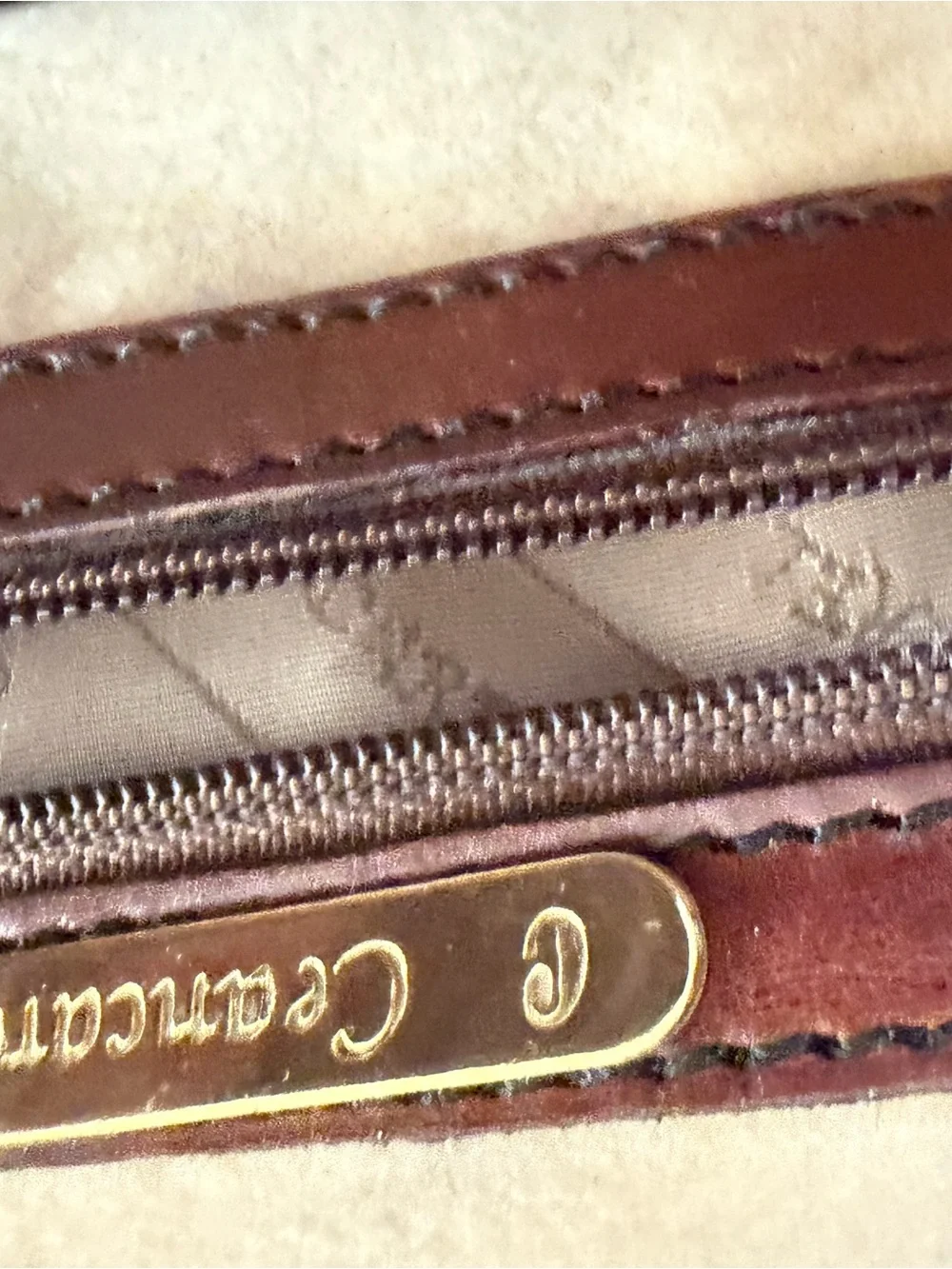 Brown Leather Structured Top-Handle Bag